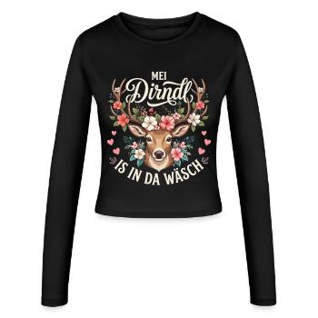Trachtenshirt Damen Dirndl Shirt Trachten Oberteil - Frauen Slim Fit Langarmshirt - Schwarz - Vorne - AI Model Female 172 light (172cm)