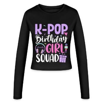 K Pop Birthday Girl Squad - Frauen Slim Fit Langarmshirt - Schwarz - Vorne - AI Model Female 172 light (172cm)