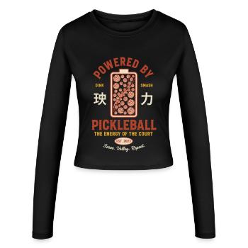 Les joueurs de pickleball adorent les raquettes sur le terrain de pickleball - Manches longues slim fit Femme - noir - Devant - AI Model Female 172 light (172cm)