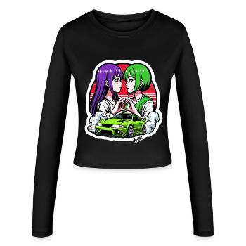Neon Duo Heart Car Drift - Women's Slim Fit Longsleeve - black - Front - AI Model Female 172 light (172cm)