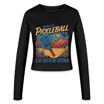 Pickleball-Geist von Pickleball Bleib mir raus - Frauen Slim Fit Langarmshirt - Schwarz - Vorne - AI Model Female 172 light (172cm)