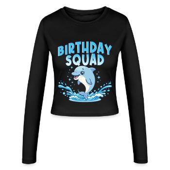 Birthday Squad Beach Summer Cruise Dolphin - Women's Slim Fit Longsleeve - black - Front - AI Model Female 172 light (172cm)