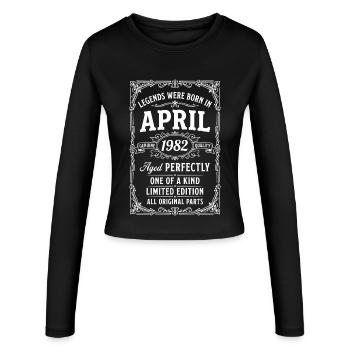 Großartig seit April 1982 - Frauen Slim Fit Langarmshirt - Schwarz - Vorne - AI Model Female 172 light (172cm)