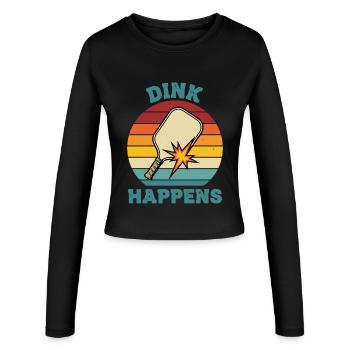 Joueur drôle de pickleball Dink Happen Love - Manches longues slim fit Femme - noir - Devant - AI Model Female 172 light (172cm)