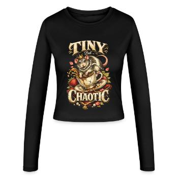 Rat de couleur Rat Fancy Rat House Rat Petit mais chaotique - Manches longues slim fit Femme - noir - Devant - AI Model Female 172 light (172cm)