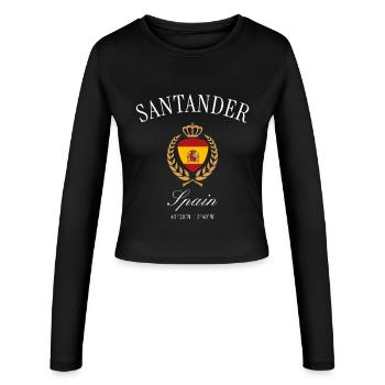 Santander Spain Coat of Arms Crown – Travel Souvenir - Women's Slim Fit Longsleeve - black - Front - AI Model Female 172 light (172cm)
