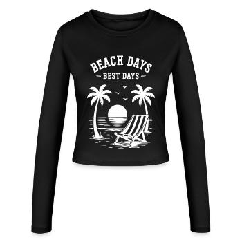 Journées à la plage Meilleures journées Vacances d’été au bord de la mer - Manches longues slim fit Femme - noir - Devant - AI Model Female 172 light (172cm)