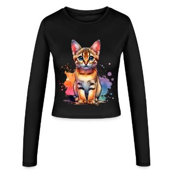 Cadeau du chat de Savannah - Manches longues slim fit Femme - noir - Devant - AI Model Female 172 light (172cm)