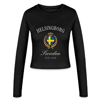 Helsingborg Schweden Wappen Krone – Reise Souvenir - Frauen Slim Fit Langarmshirt - Schwarz - Vorne - AI Model Female 172 light (172cm)