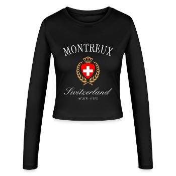 Couronne des armoiries Montreux, Suisse – Souvenir de voyage - Manches longues slim fit Femme - noir - Devant - AI Model Female 172 light (172cm)