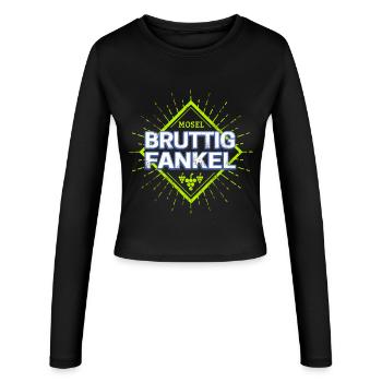 Bruttig-Fankel an der Mosel mit Retro Weintrauben - Frauen Slim Fit Langarmshirt - Schwarz - Vorne - AI Model Female 172 light (172cm)