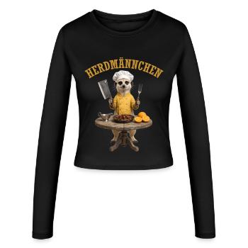 Ein lustiges Herdmännchen Koch Erdmännchen - Frauen Slim Fit Langarmshirt - Schwarz - Vorne - AI Model Female 172 light (172cm)