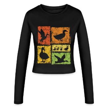 Perspectives de canard - Graphisme rétro - Manches longues slim fit Femme - noir - Devant - AI Model Female 172 light (172cm)