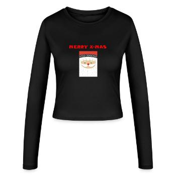merry x mas with Nicholas - Women's Slim Fit Longsleeve - black - Front - AI Model Female 172 light (172cm)