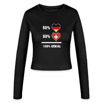 Germany and Switzerland Ingenious / Gift Flag - Women's Slim Fit Longsleeve - black - Front - AI Model Female 172 light (172cm)