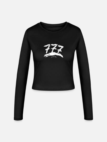 Glückszahl 777 - Frauen Slim Fit Langarmshirt - Schwarz