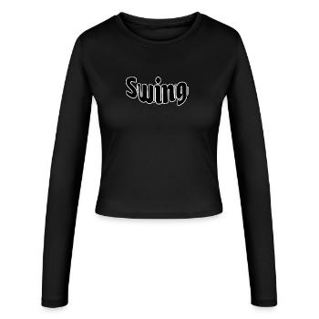 Swing - Frauen Slim Fit Langarmshirt - Schwarz - Vorne - AI Model Female 172 light (172cm)