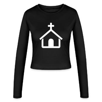 Une petite église - Manches longues slim fit Femme - noir - Devant - AI Model Female 172 light (172cm)
