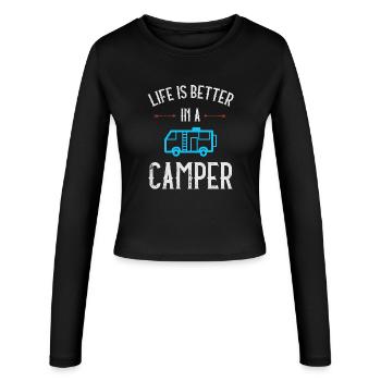 Life is Better in a Camper - Women's Slim Fit Longsleeve - black - Front - AI Model Female 172 light (172cm)