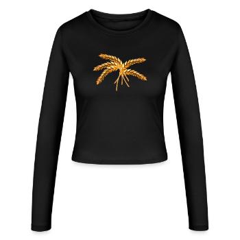 aehren landwirtschaft getreide - Frauen Slim Fit Langarmshirt - Schwarz - Vorne - AI Model Female 172 light (172cm)