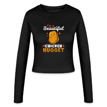 Chicken Nuggets - Frauen Slim Fit Langarmshirt - Schwarz - Vorne - AI Model Female 172 light (172cm)