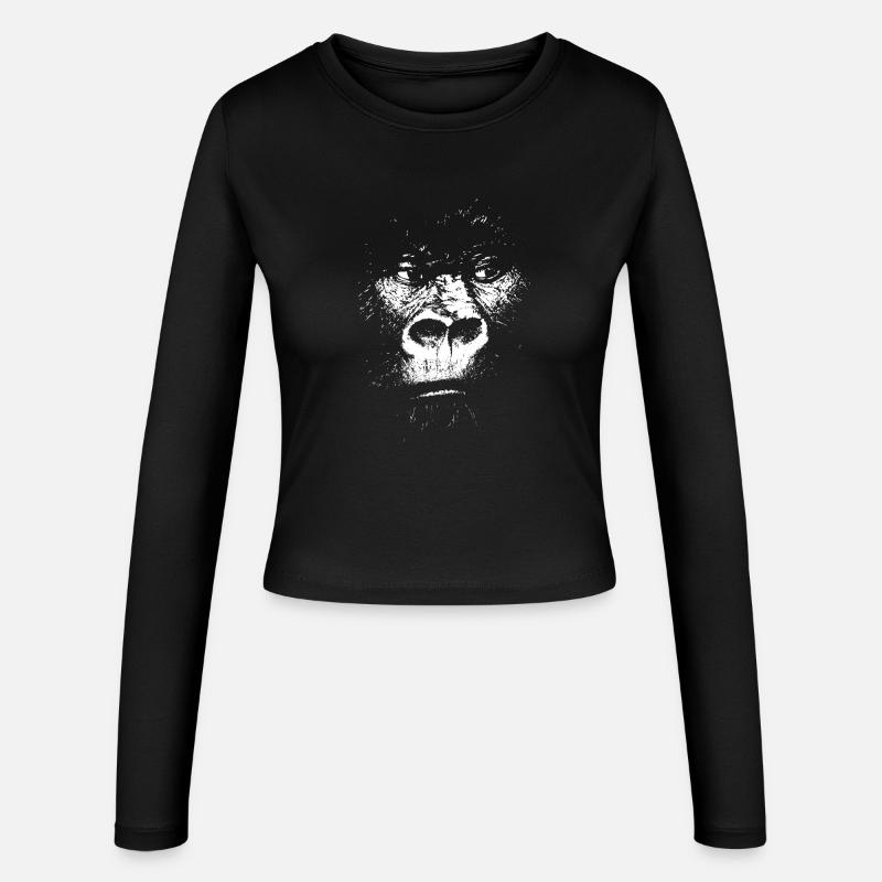 Expressionist Monkey Illustration, Gorilla - Women's Slim Fit Longsleeve - black