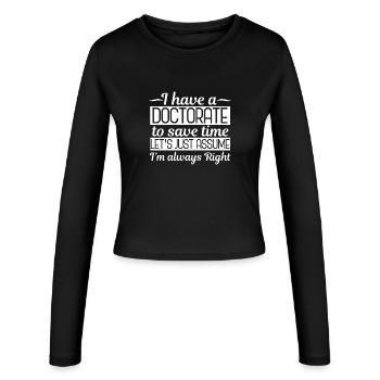 Doctorat doctorant - Manches longues slim fit Femme - noir - Devant - AI Model Female 172 light (172cm)