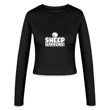 Sheep happens! - Women's Slim Fit Longsleeve - black - Front - AI Model Female 172 light (172cm)