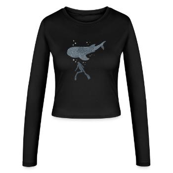 Walhai Freitaucher - Frauen Slim Fit Langarmshirt - Schwarz - Vorne - AI Model Female 172 light (172cm)