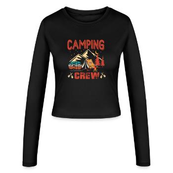 Camping crew - Women's Slim Fit Longsleeve - black - Front - AI Model Female 172 light (172cm)
