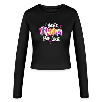 Beste Mama Der Welt - Frauen Slim Fit Langarmshirt - Schwarz - Vorne - AI Model Female 172 light (172cm)