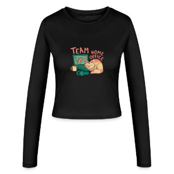 Team Homeoffice Katze Arbeit Job Büro - Frauen Slim Fit Langarmshirt - Schwarz - Vorne - AI Model Female 172 light (172cm)