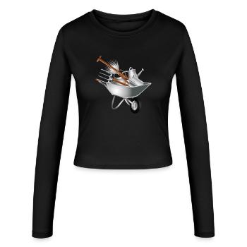 verschiedene Gartengeräte in einer Schubkarre - Frauen Slim Fit Langarmshirt - Schwarz - Vorne - AI Model Female 172 light (172cm)