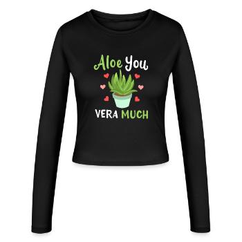 Aloe Vera Succulents - Women's Slim Fit Longsleeve - black - Front - AI Model Female 172 light (172cm)