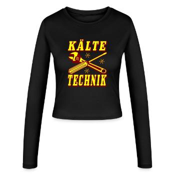 Kälte Technik Retro Design - Frauen Slim Fit Langarmshirt - Schwarz - Vorne - AI Model Female 172 light (172cm)