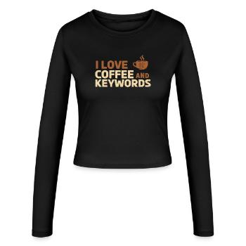 J’adore le café et les mots-clés - Manches longues slim fit Femme - noir - Devant - AI Model Female 172 light (172cm)