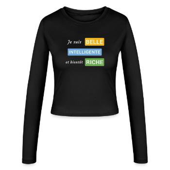 Je suis belle, intelligente et bientôt riche - Manches longues slim fit Femme - noir - Devant - AI Model Female 172 light (172cm)