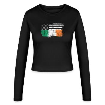 Drapeau irlandais avec étoiles - Manches longues slim fit Femme - noir - Devant - AI Model Female 172 light (172cm)