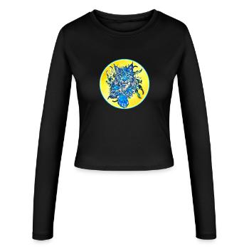 Chat lynx en liberté un chat sauvage - Manches longues slim fit Femme - noir - Devant - AI Model Female 172 light (172cm)
