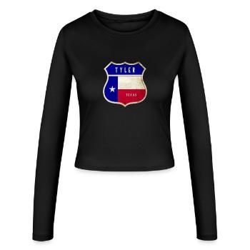 Drapeaux à écusson Tyler Texas - Manches longues slim fit Femme - noir - Devant - AI Model Female 172 light (172cm)
