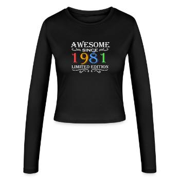 1981 - Born 1981 - Women's Slim Fit Longsleeve - black - Front - AI Model Female 172 light (172cm)