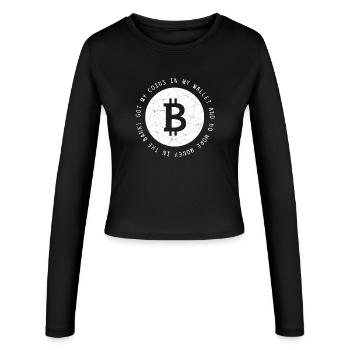 Bitcoin BTC Crypto Crypto drôle de dicton cool - Manches longues slim fit Femme - noir - Devant - AI Model Female 172 light (172cm)