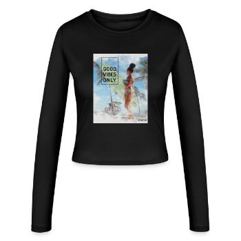 Beach Surfer Girl – Ondes positives - Manches longues slim fit Femme - noir - Devant - AI Model Female 172 light (172cm)