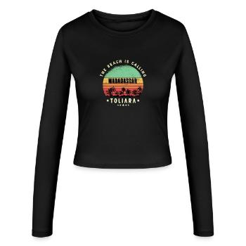 Toliara Madagaskar Strand Design - Frauen Slim Fit Langarmshirt - Schwarz - Vorne - AI Model Female 172 light (172cm)