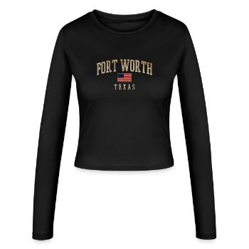Fort Worth Texas Rustic Flags - Women's Slim Fit Longsleeve - black - Front - AI Model Female 172 light (172cm)
