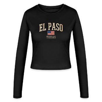 El Paso Texas Vintage Americana - Women's Slim Fit Longsleeve - black - Front - AI Model Female 172 light (172cm)