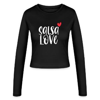L’amour de la salsa! Cadeau de danse Dancer Latino - Manches longues slim fit Femme - noir - Devant - AI Model Female 172 light (172cm)