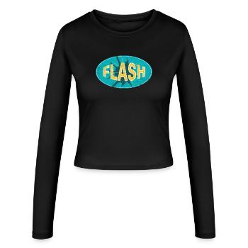 FLASH EMBLEM - Women's Slim Fit Longsleeve - black - Front - AI Model Female 172 light (172cm)