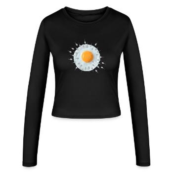 Œuf du petit-déjeuner - Manches longues slim fit Femme - noir - Devant - AI Model Female 172 light (172cm)