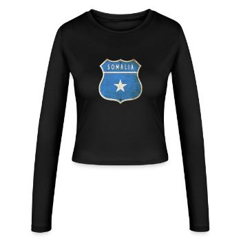 Design du drapeau des armoiries de la Somalie - Manches longues slim fit Femme - noir - Devant - AI Model Female 172 light (172cm)